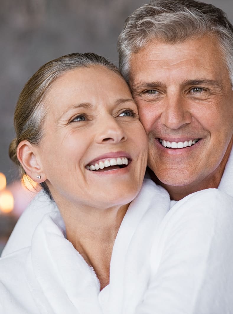 Happy older couple at a spa