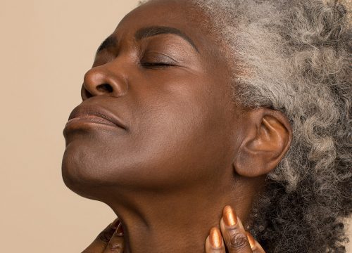 Older black woman with great skin
