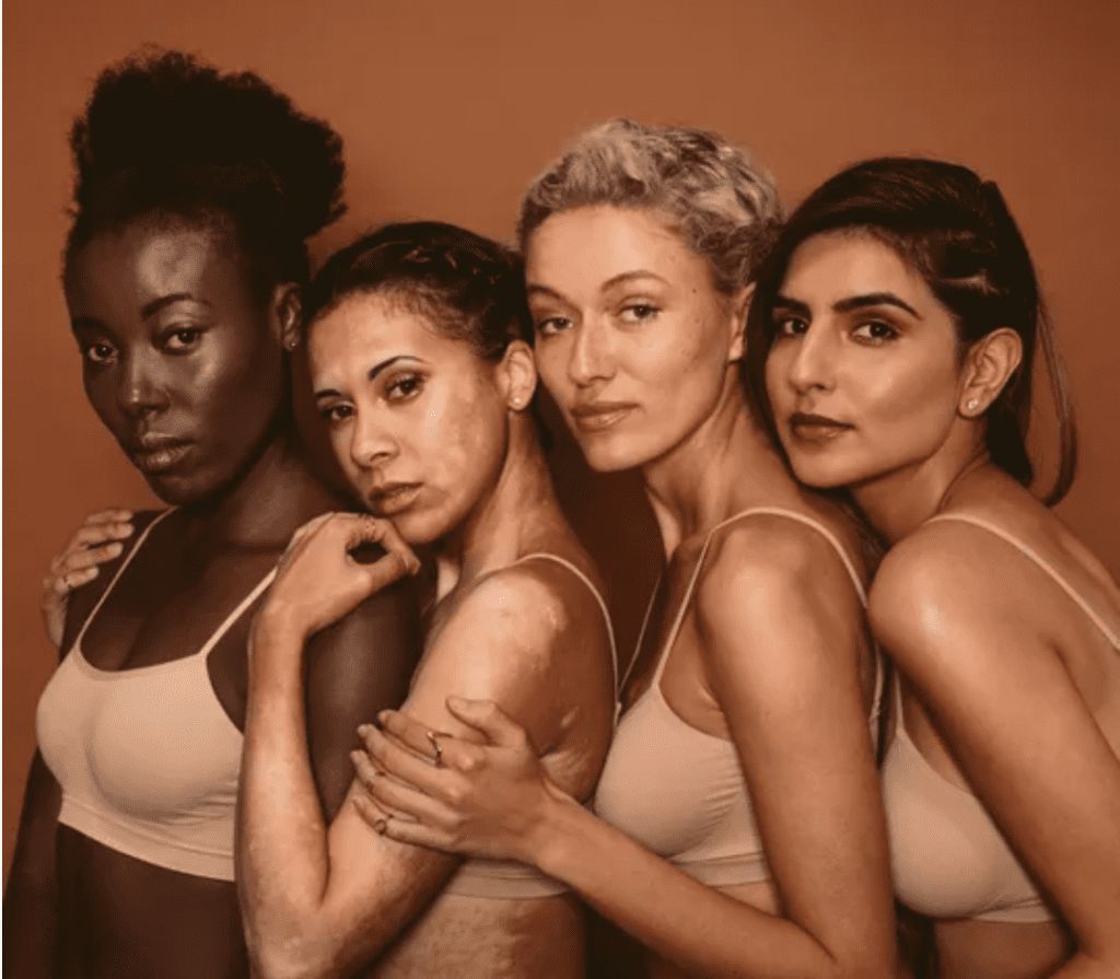 Women with different skin types